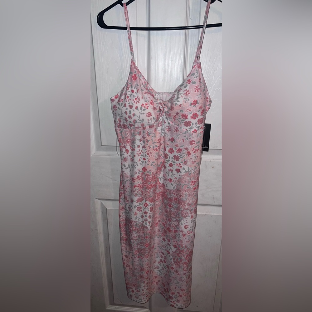 Summer dress. Peach/coral spaghetti to strap dress. Size L.